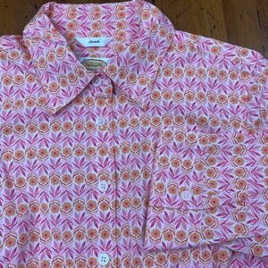 Talbots Petite Pink Orange Floral Print Stretch Cotton Button Down‎ Shirt Kids
